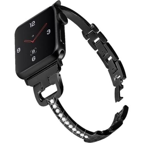 Letter D Diamond Slim Bracelet for Apple Watch 6 Band 44mm 40mm 42mm 38mm Women Fashion Steel Strap for iWatch Series SE/5/4/3/2