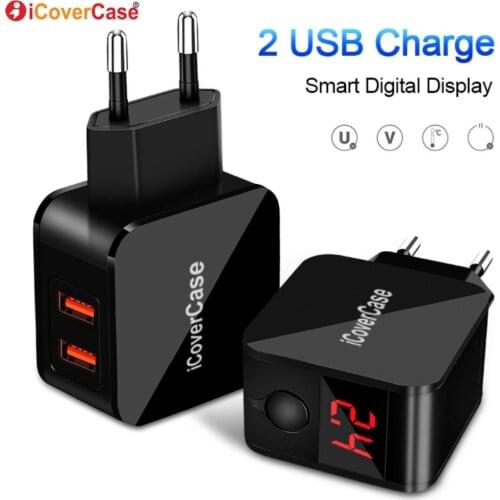 Universal LED Display 2 USB Charger 5V 2A EU Plug Travel Charger Wall Adapter Smart Fast Charging for iPhone Samsung Xiaomi HTC