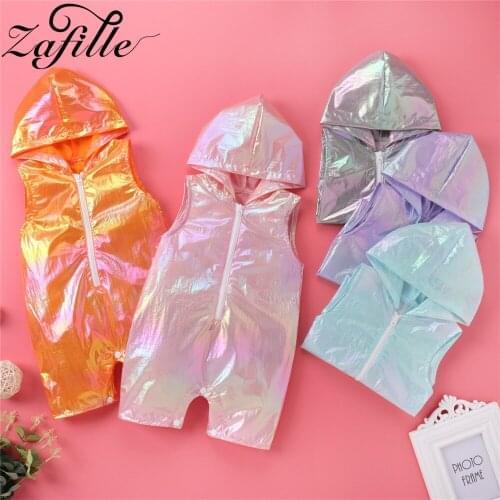 ZAFILLE Reflective Sun Protection Baby Clothes Summer Hooded Baby Costume Zipper Baby Romper 2021 Bodysuit For Newborns
