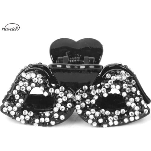 Women Lady Plastic Rhinestone Crystal Stones Hair Crab Claws Clamp Clip Grip Ponytail Holder Hairpiece Headwear Accessories