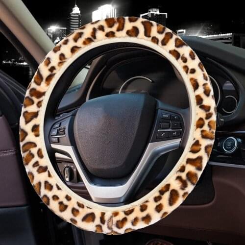 Winter Warm Soft Plush Steering Wheel Cover for Girl Universal 15 Inch Nice Hand Touching Animal Pattern Steering Wheel Cover