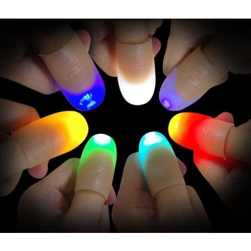 2Pcs LED Light up Finger Thumb Tips Kuso Prank Magic Party Trick Props Kids Toy