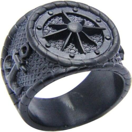 1pc New Design Mat Black Color Anchor Ring 316L Stainless Steel Jewelry Band Party Cool Anchor Ring