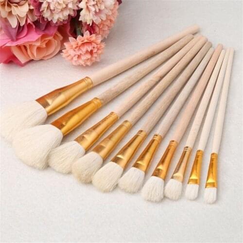 10Pcs Wooden Artist Paint Brush Acrylic Oil Watercolor Art Painting Brushes Set Oil Painting Watercolor Painting Brushes