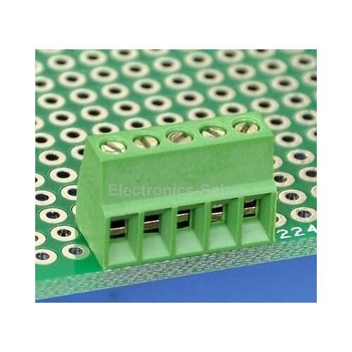 100pcs 5 Poles 2.54mm/0.1" PCB Universal Screw Terminal Block