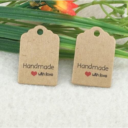 100pcs Kraft Hang Tags Handmade with Love Tags/DIY Gift Tags Gift Packaging Labels For Crafts/Box/Cake/Jewelry/toys/Cosmetics