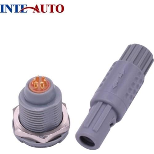 1P Series Medical Plastic Connector Circular Cable Plug Fixed Socket 6 pins Push Pull Solder Contacts IP50
