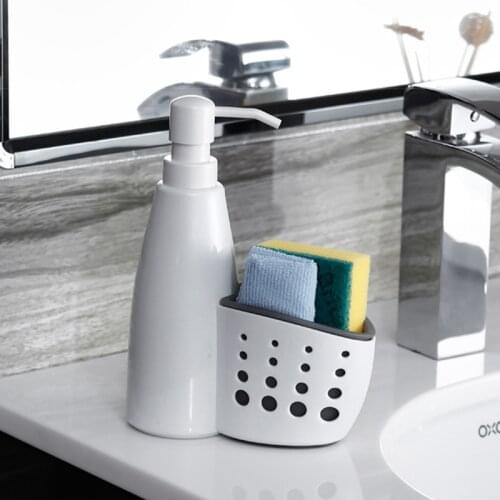 2 In 1 Multifunction Liquid Dispenser Home Detergent Storage Box Sponge Drain Rack Container Drainboard Soap Dish Organizer