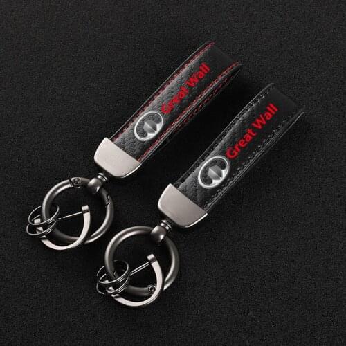 2021 New Leather Horseshoe Buckle Keychain Car Logo Custom Key Ring For Great Wall Hover H5 H3 Safe M4 Wingle Deer Voleex C30