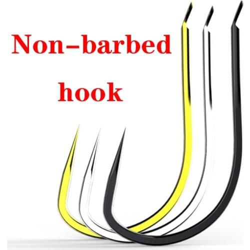 50pcs Non-barb Hook Golden Stingless hook High Carbon Steel Fish Hook Barbed fishhook for earthworm grubs Fishing Accessories