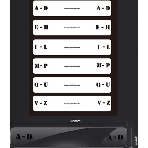 6pcs CD Turntable Music Vinyl Record Divider Alphabet Tab Classification Card Acrylic Transparent Transverse Vertical
