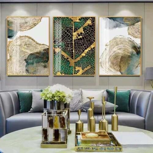 Gold Foil Abstract Annual Ring Decorative Painting Modern Minimalist Living Room Dining Room Crystal Porcelain Painting