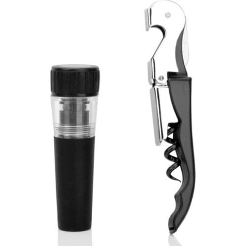 Kitchen Dining Barware Bar Tools Stainless Steel Wine Bottle Corkscrews Vacuum Stopper Bar Sets