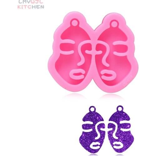 Shiny Female Face Jewelry Earring Silicone Mold DIY Epoxy Keychain Mold Cake Decoration Accessories Jewelry Craft Tools