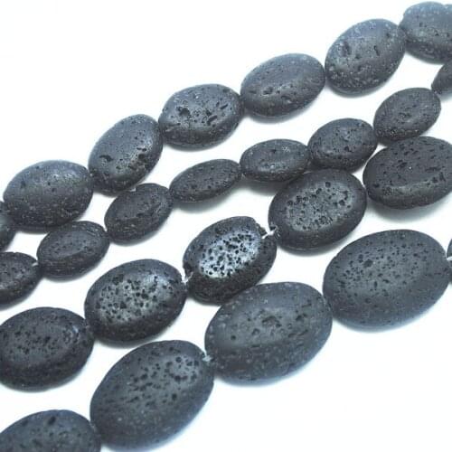 Natural stone beads Black lava volcano powerful strings for jewelry making oval shapes 10x14mm 12x16mm 13x18mm 15x20mm 18x25mm