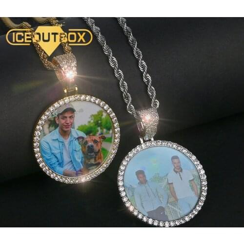 Custom Made Picture Large Medallions Pendant Necklace Tennis Chain Gold Silver Iced Out Cubic Zircon Mens Hip Hop Rap Jewelry