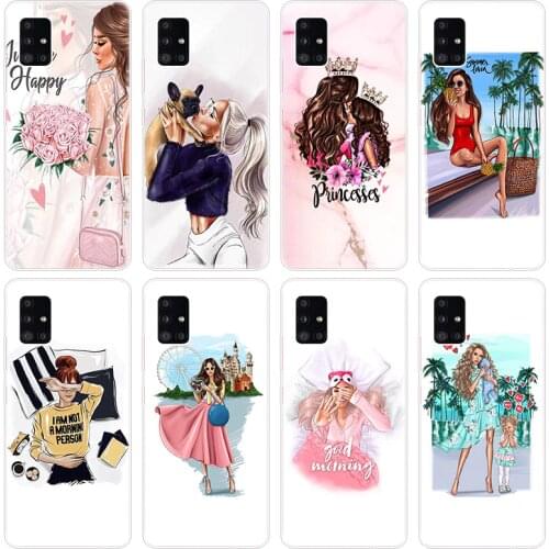Princess Female boss coffee Soft Case for Samsung Galaxy A12 A02 A03S A21S A22 A32 A52 A72 A82 S21 Plus FE Ultra M02S M12 Cover