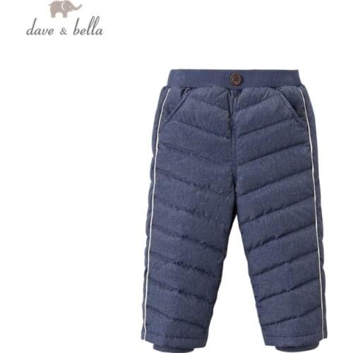 DB15337 dave bella winter baby unisex down pants baby fashion solid pockets padded trousers children high quality down trousers