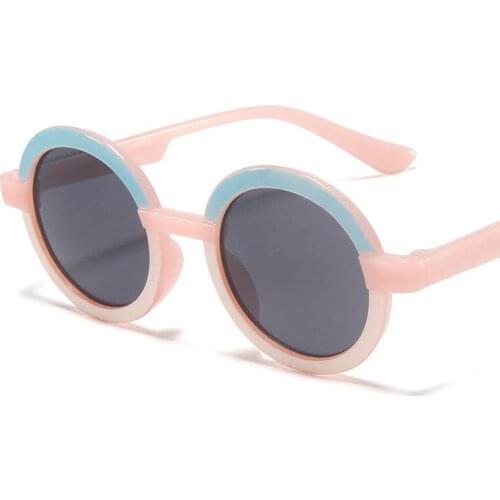 Elbru Jelly Color Round Frame Childrens Sunglasses Boys and Girls Personalized Street Photo Outdoor Childrens Sunglasses