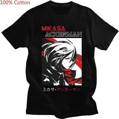 Attack on Titan Mikasa Ackerman Japanese Anime Classic T Shirt Men Short Sleeve Cotton T-shirt Summer Tee Tops Streetwear Tshirt