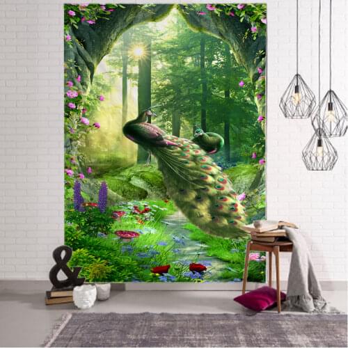 Nordic wind forest landscape decorative tapestry Bohemian hippie curtain tapestry bedroom polite decorative wall tapestry