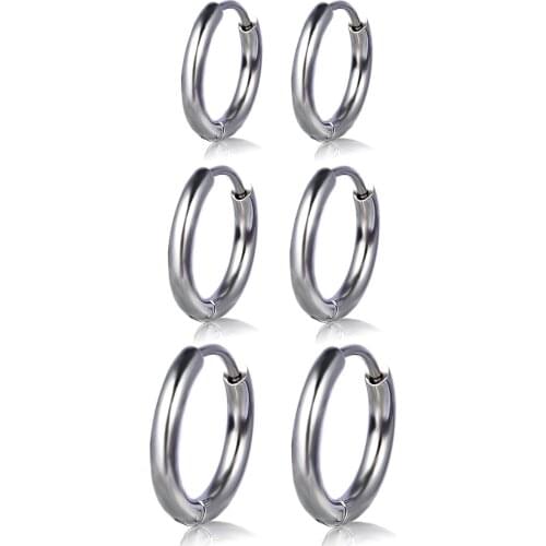 Surgical Stainless Steel Hoop Earrings, Hypoallergenic Cartilage Helix Tragus Conch Daith Huggie Earrings Size 8mm 10mm 12mm