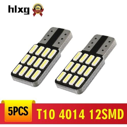 Hlxg 5PCS T10 Canbus W5W 4014 SMD LED Wedge Light Plate License 168 194 2825 Bulbs ERROR FREE Car Side Wedge Light