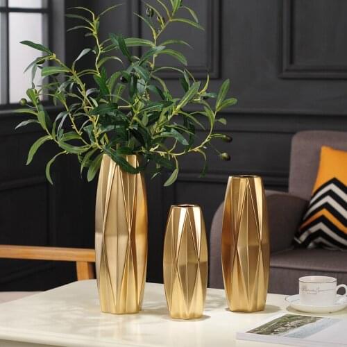 Nordic ceramic vase living room home decoration ornaments European-style plating Matte gold silver ceramic vase wedding decor J