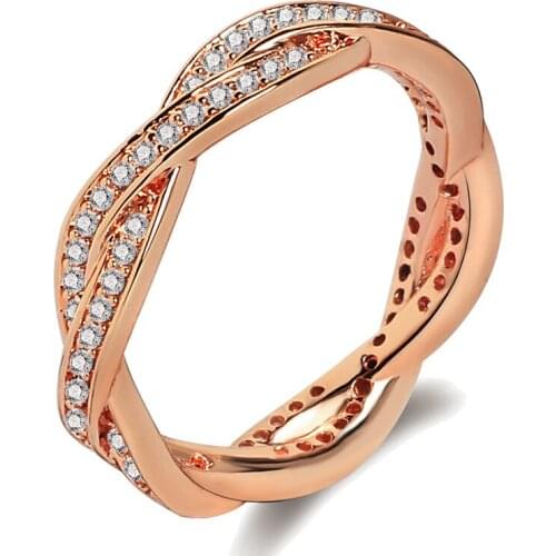Ociki Cubic Zirconia Crystal CZ Silver Color Rings Rose Gold Color for Women Girls Hollow Drop Shipping Jewelry Wholesale Gift