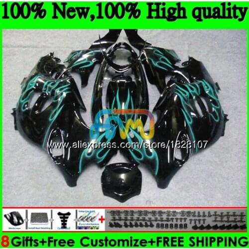 Body For SUZUKI KATANA GSXF 600 750 1998 1999 2000 2001 2002 Cyan flames 33BS.127 GSX750F GSXF750 GSXF600 98 99 00 01 02 Fairing
