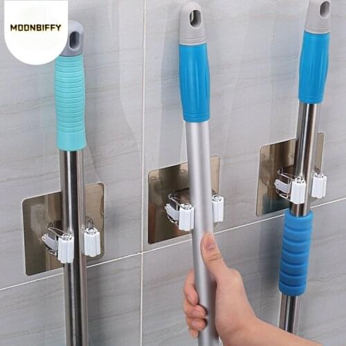 Adhesive Multi-Purpose Hooks Wall Mounted Mop Organizer Holder RackBrush Broom Hanger Hook Kitchen bathroom Strong Hooks