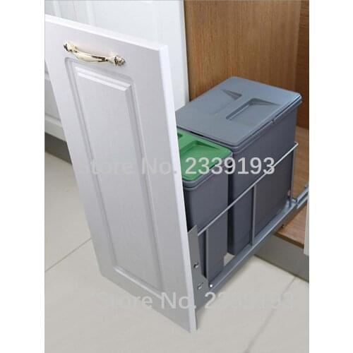 Kitchen Hidden Built-in Height Shallow Narrow Garbage Sorting Sundries Bucket (with lid) Pulling