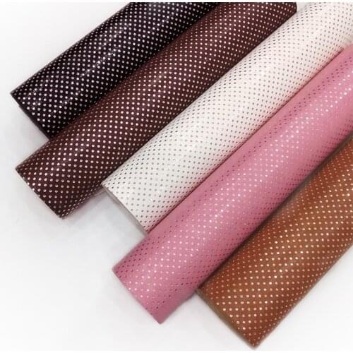 135x30cm Polka Small Dot Pattern Printed Colored PU Faux Leather Fabric Sheet for Making Shoe/Bag/DIY Accessories
