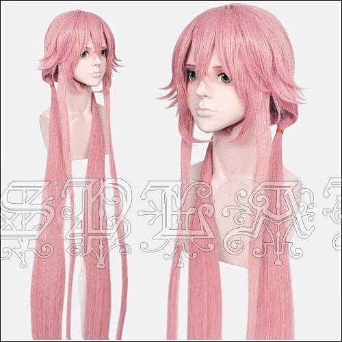 Anime Future Diary Mirai Nikki Yuno Gasai Cosplay Wigs Long Pink Heat Resistant Synthetic Hair Wig + Wig Cap