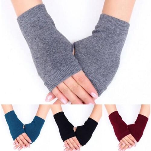 Fashion Women Hand Gloves Warmer Winter Stretchy Arm Crochet Knitting Faux Wool Mittens Long Fingerless Solid Color Gloves