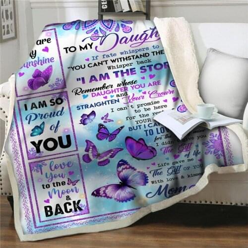 Letter to daughter Blanket soft flannel Thick throw Blanket easy wash Bedding Bedspread Warm Quilt cover Encourage and Love Gift