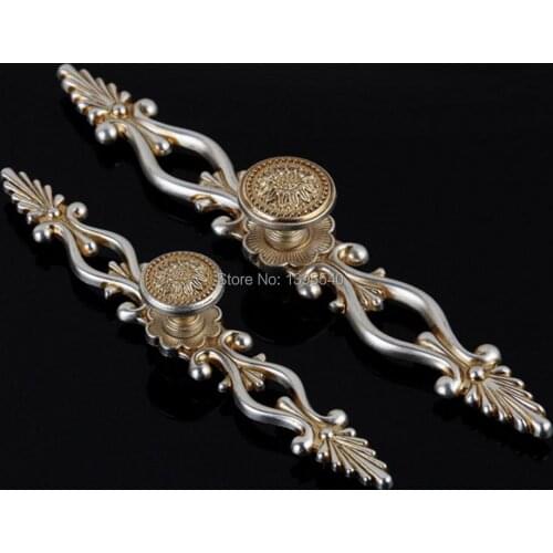 New 224mm Antique Cabinet Kitchen Handles Knobs Euro-Style Vintage Wardrobe Silver Knob Modern Kitchen Drawer Handles Bars Pulls