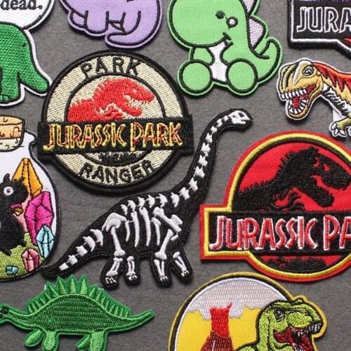 Iron on Patch Dinosaur Patches On Clothes Badges Patch Embroidered Patch Jurassic Park Patches For Clothing Stripes Applique