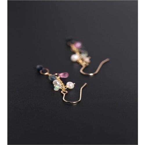 DAIMI Faceted sapphire earrings female gemstones genuine yellow 14K gold Injection tassel ear line to send girlfriend gift