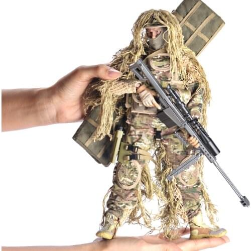 Top Quality 1/6 Scale Jungle Sniper Figures 11.8" 30cm Special Forces with Barrett Sniper Rifle PVC Action Figure Toys for Boys