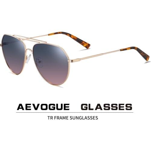 AEVOGUE Sunglasses Men Pilot Two Beams Polarized Blue Ocean lens Unisex Sun Glasses UV400 AE0821
