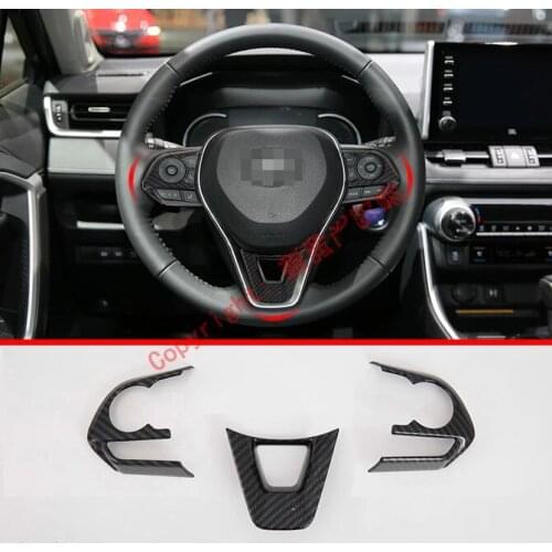 Carbon Fiber Style Interior Steering Wheel Trim Cover For Toyota Rav4 2019 2020
