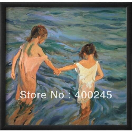 High quality Canvas oil painting Children Portrait art Hand painted Children in the Sea Joaquin Sorolla y Bastida Reproduction