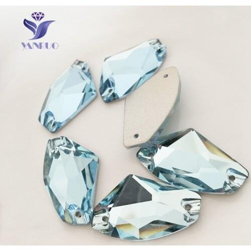 YANRUO 3256 Galactic Aquamarine Sew On Stones Glass Rhinestones Stones Flatback Sewing For Clothes