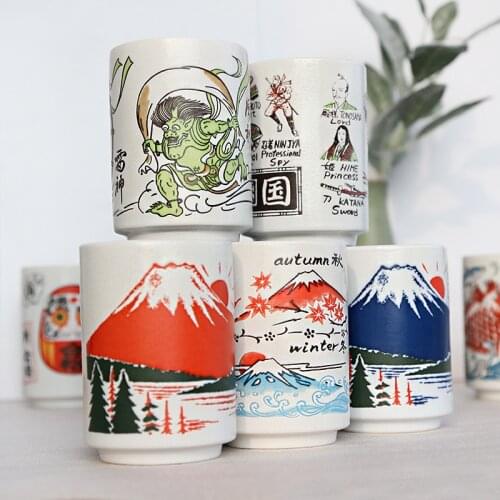 300ml Impression Of Japan Ceramic Mugs Japanese Style Ceramics Sushi Cups Wine Tea Cup Cute Coffee Mugs Creative Gift Drinkware