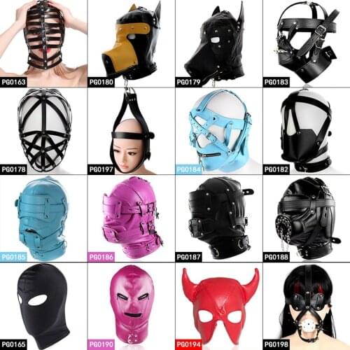 Pu Leather Mask Head Harness Unisex Hood Dog headgear Festival Wear Harness for Women Fashion Fetish Bondage Lingerie Gothic