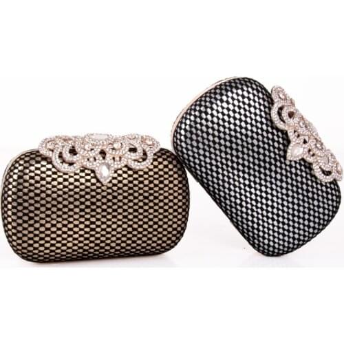 Women Clutch leatherette All Seasons Wedding Event/Party Formal Minaudiere Rhinestone Lace Snap Silver Gold