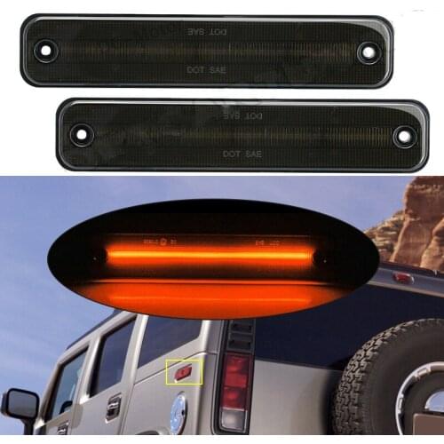 2Pcs 25952319 15114677 Car Smoke Lens Red LED Rear Side Marker Light Fit for Hummer H2 2003 2004 2005 2006 2007 2008 2009