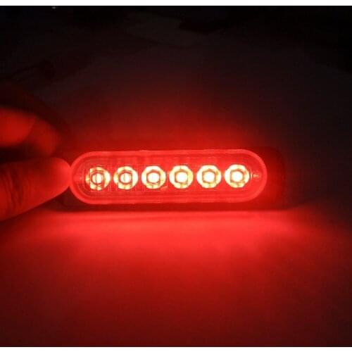 2Pcs Car Red Strobe Light 6 LED Strobe Signal Warning Light Bar Alarm Flash Bulb Surface Mount Lighthead Lamp 12V-24V