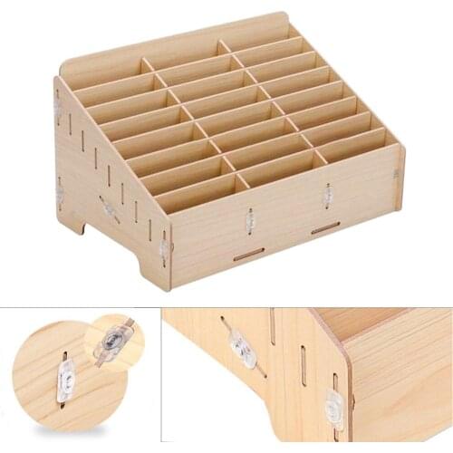 24 Cells Multifunctional Wooden Storage Box Mobile Phone Repair Tool Organizer